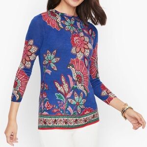Talbots paisley Audrey merino wool sweater xsmall NWT